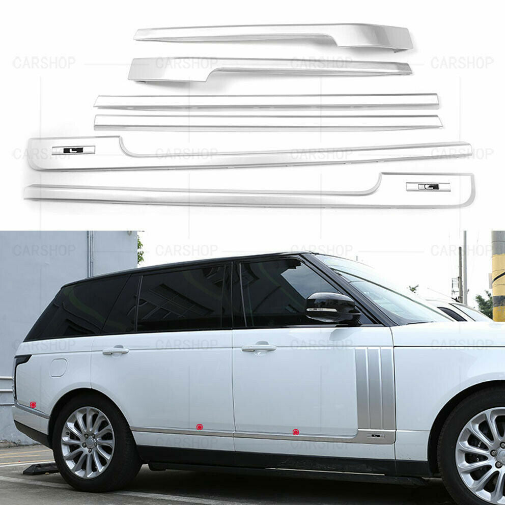 6Pcs Silver Car Door Side Body Molding Trim Cover for Range Rover LWB 2013-2021