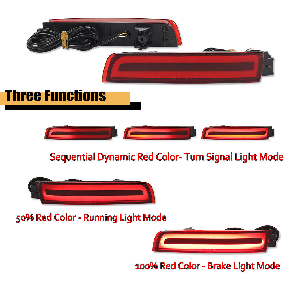 for Infiniti FX35 FX37 QX70 for Sentra Red Lens LED Rear Bumper Brake Lights v