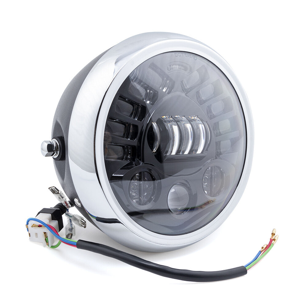 Motorcycle 7 LED Headlight High Low Beam for Honda for Yamaha Victory Cafer Racer Q