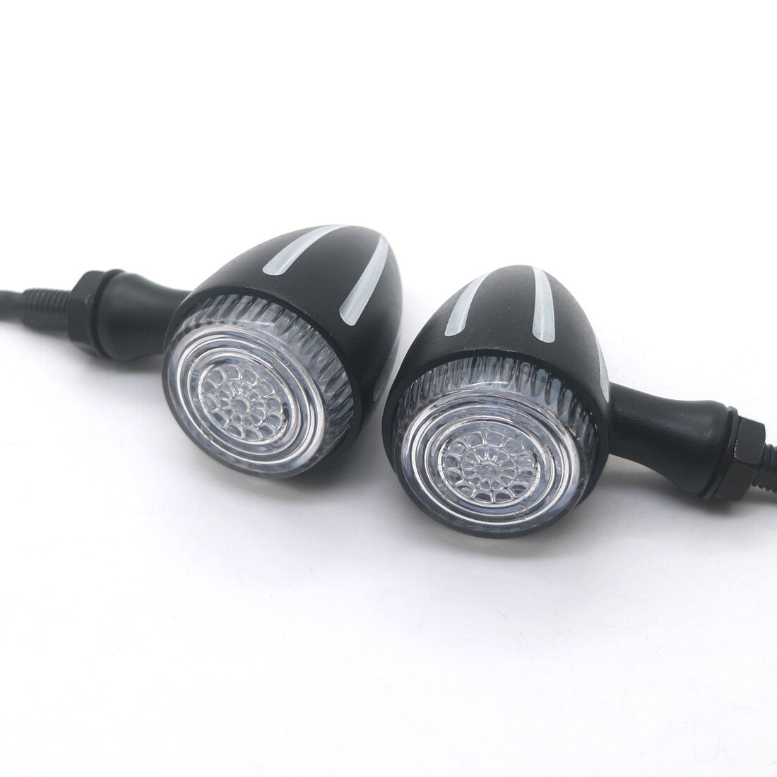 2X Motorcycle LED Black CNC Edge Cut Turn Signal Light for Harley Bobber Chopper Q