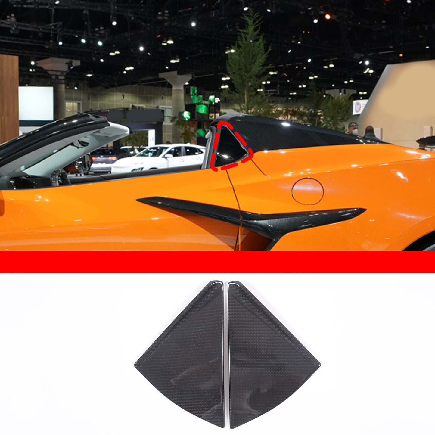Carbon fiber rear B-pillar trim overlay for Corvette C8 Adjustable Z51 Z06 20+