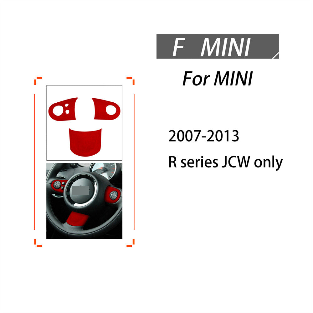 Suede Red Steering Wheel Button Trim for BMW for Mini Cooper R55 R56 R57 R58 R59 R60