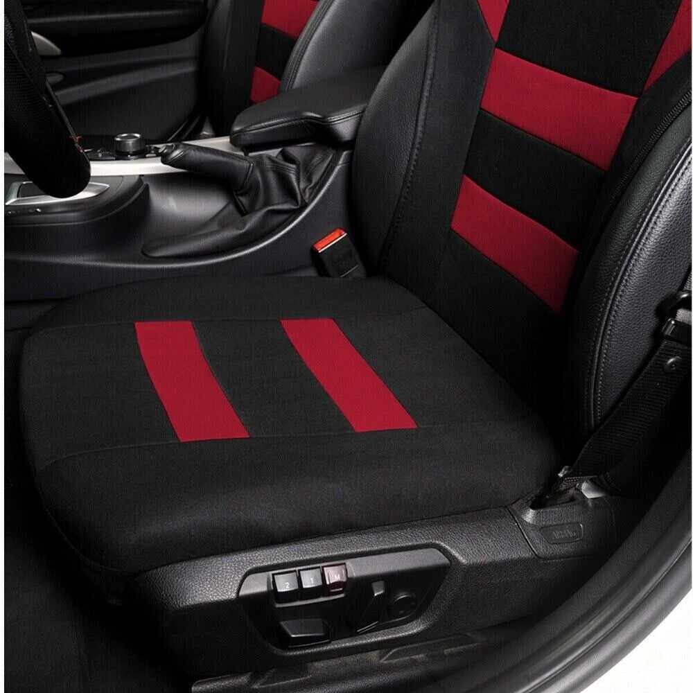 2x Front Black/Red for Seat Cover Polyester Mat T-shirt Styling Replace For Car,SUV n