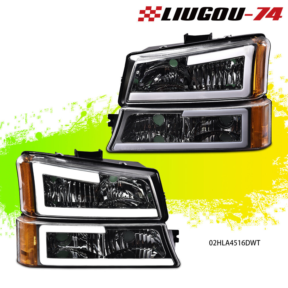 Suitable for 2003-07 SILVERADO AVALANCHE CHROME/AMBER LED DRL headlights + taillights