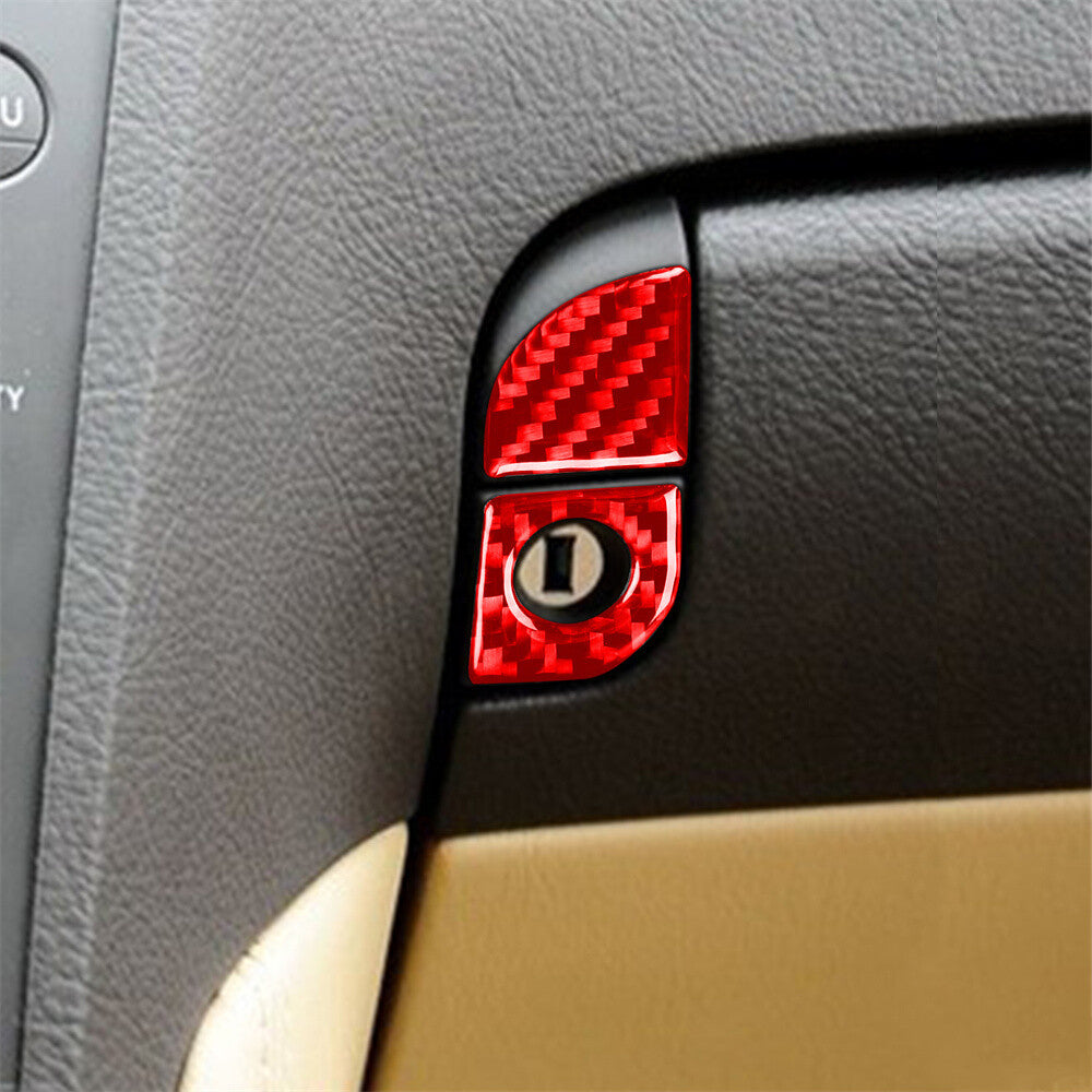 2¡ÁRed Carbon Fiber for Co -pilot Glove Storage Box Switch Trim For Luxus GS 2006-2011