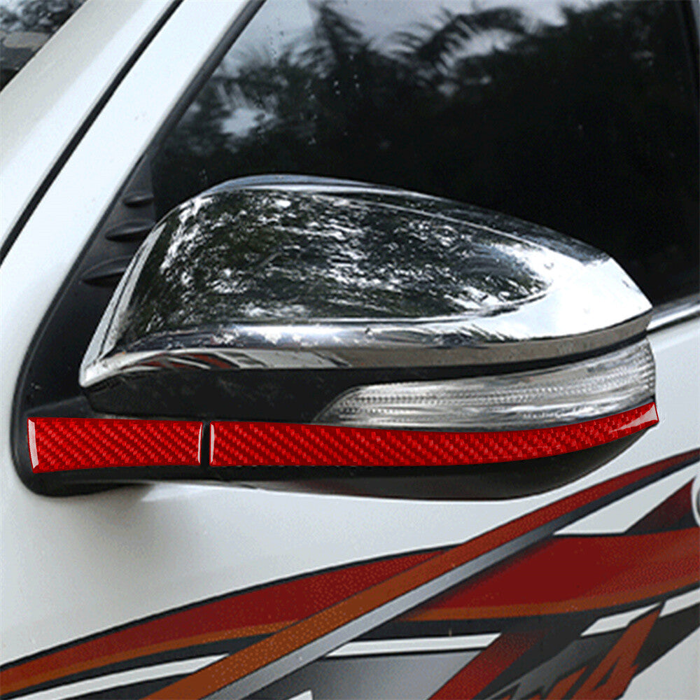 For Toyot@ Hilux Revo 2015-21 Side Rearview Mirror Strips Cover Red Carbon Fiber