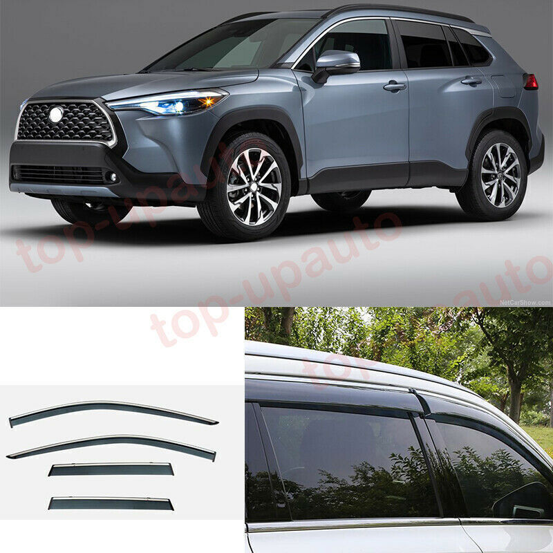 for Toyota for Corolla Cross 2020-23 Black Window Vent Sun Shade Rain Guard Visor 4x