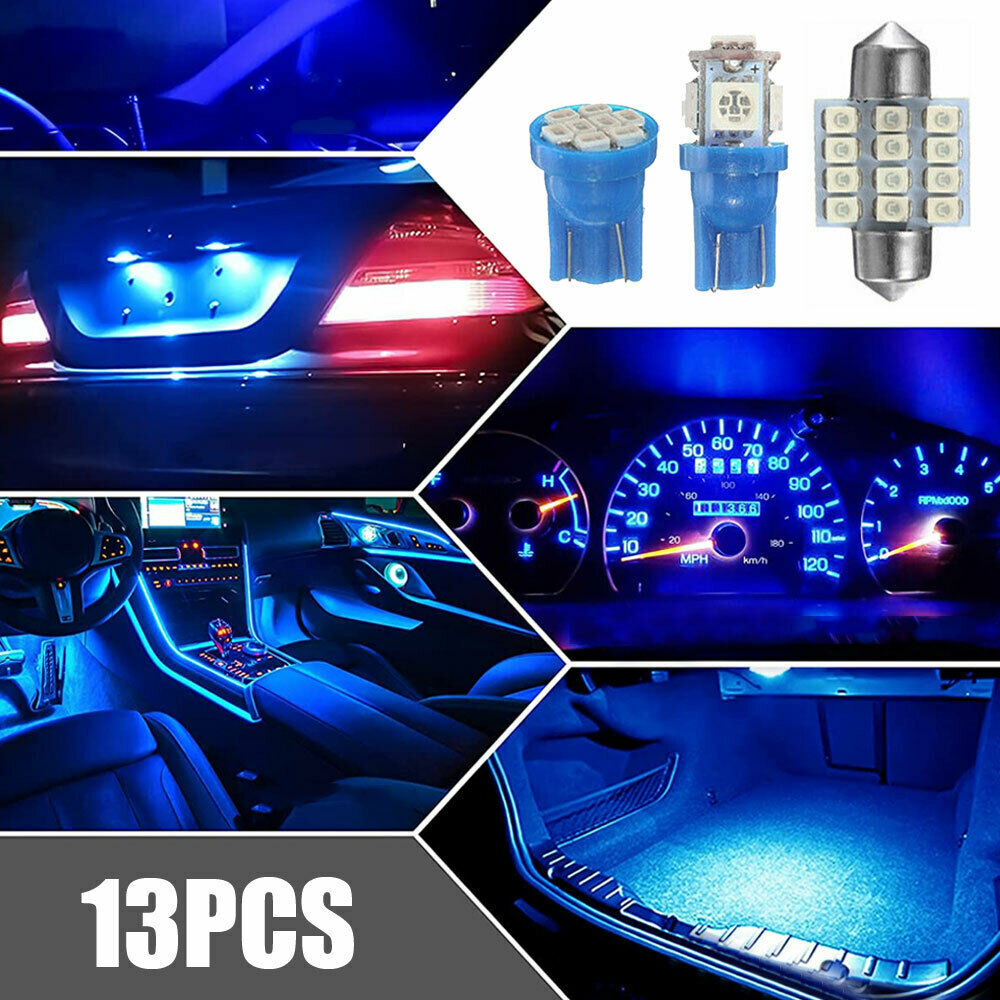 13x Car Accessories Interior LED Light Bulbs for Dome License Plate Lights 12V Kit