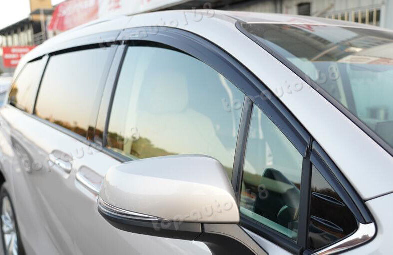Black Window Visor Vent Shades Sun Rain Guard trim for Toyota for Sienna 2021-2024