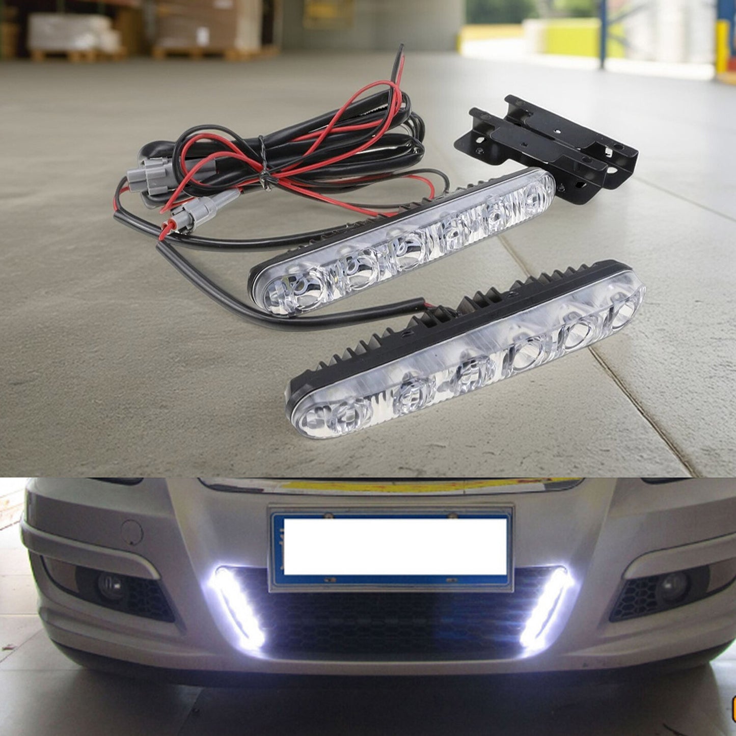 Pair 6 LED Daytime Running Lights Car Driving DRL Fog Lamp 12V White Universal