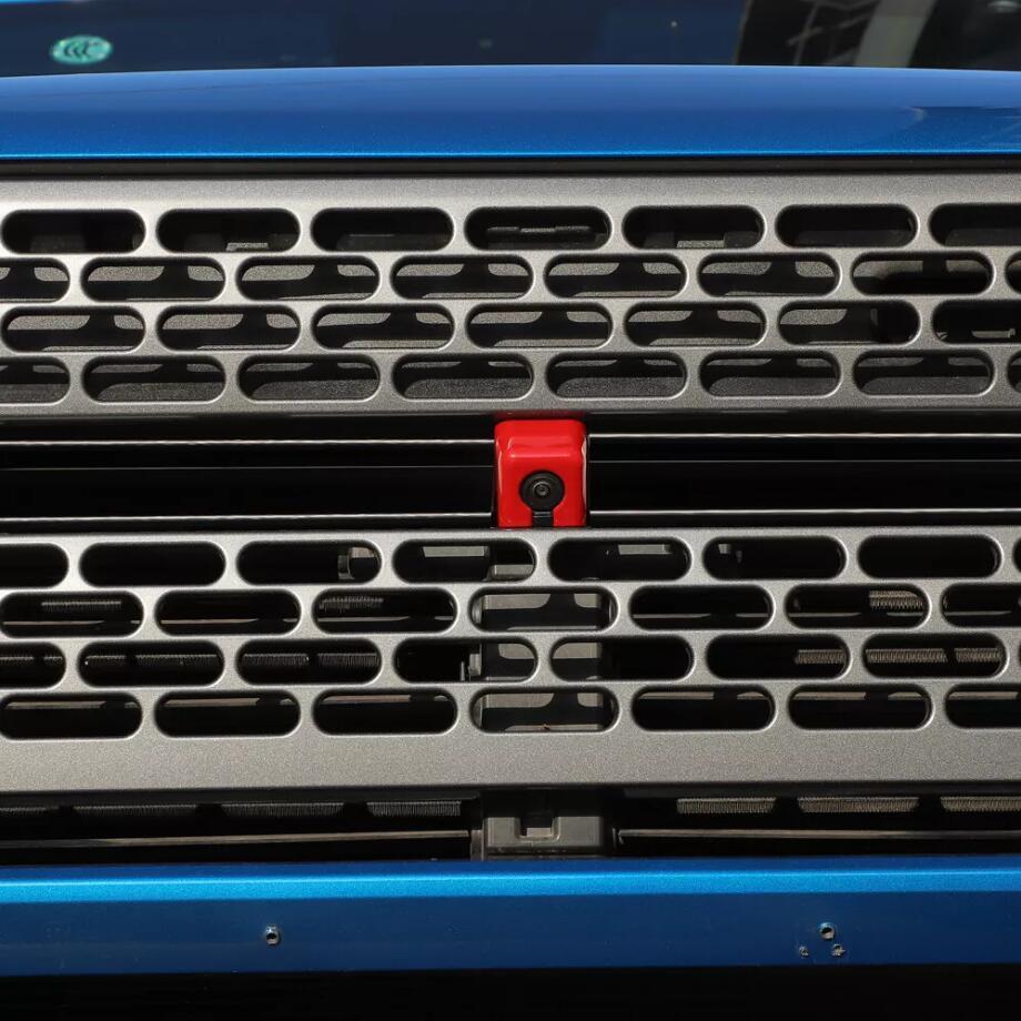 For 2021-2024 Bronco Red Front Center Grill Grille Insert Camera Cover Trim v