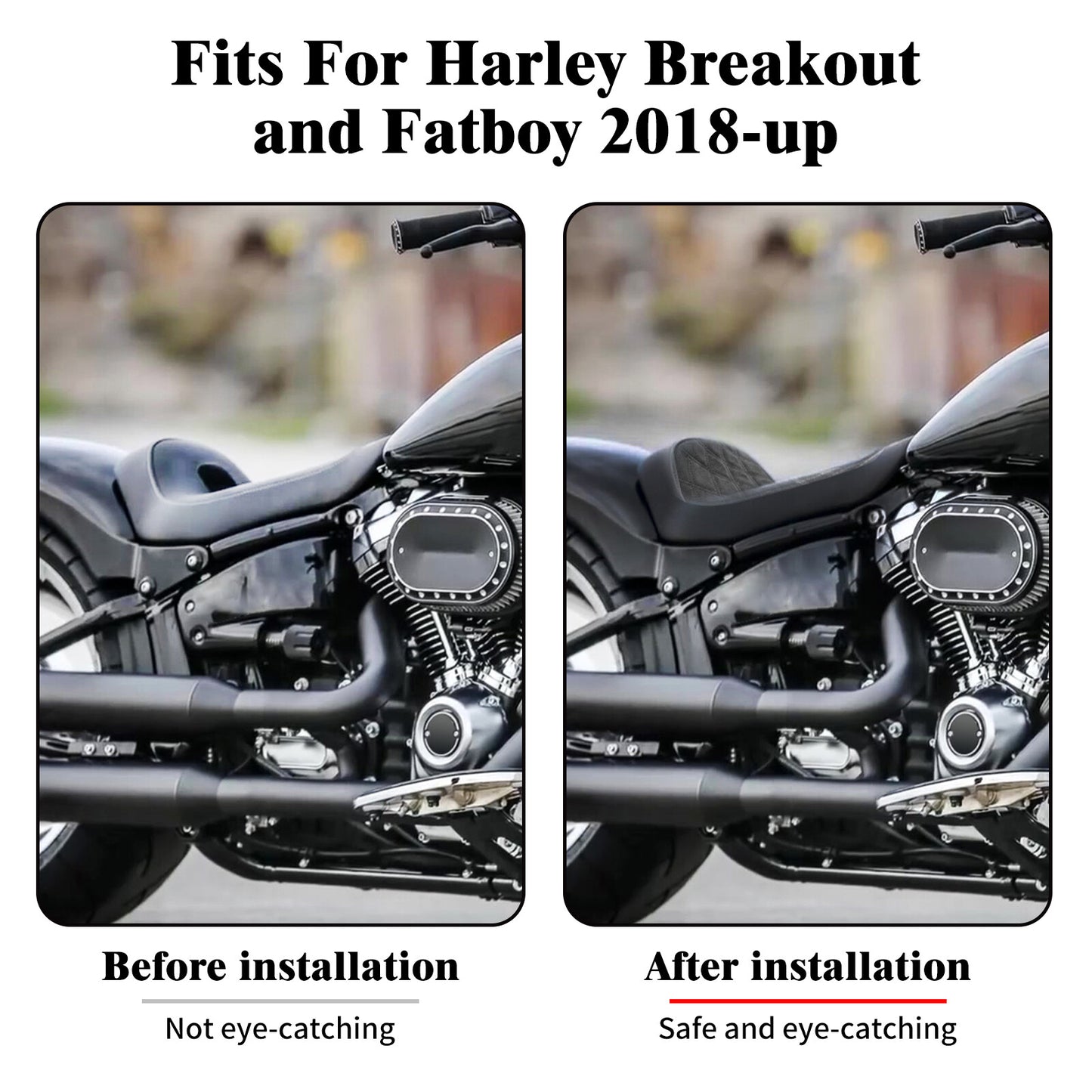 Black Suede Front Driver Solo for Seat for Harley Fat Boy Breakout FXBR 2018-2023