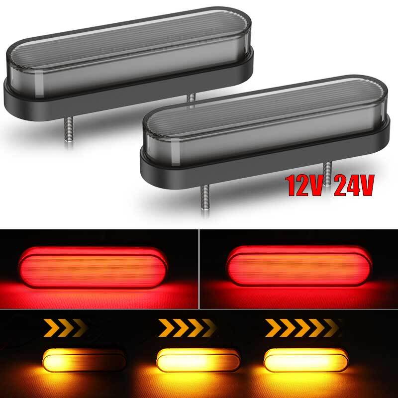 2X Amber+Red Motorcycle Rear Brake Stop Tail Light LED Turn Signals Universal