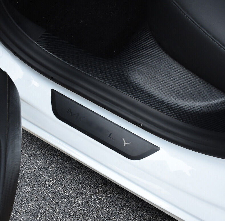for Tesla for Model Y 2020-23 Black Rear Door Sill Scuff Plate Cover Protector Trim