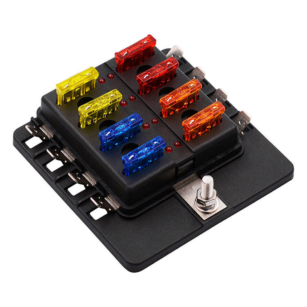 8 Way Circuit LED Fuse Box Holder ATO Waterproof Terminal Block Universal Q