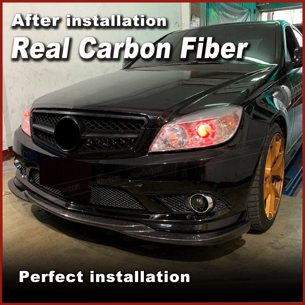 for Benz W204 C200 C300 C350 Sport 2009-11 REAL Carbon Front Bumper Lip Spoiler