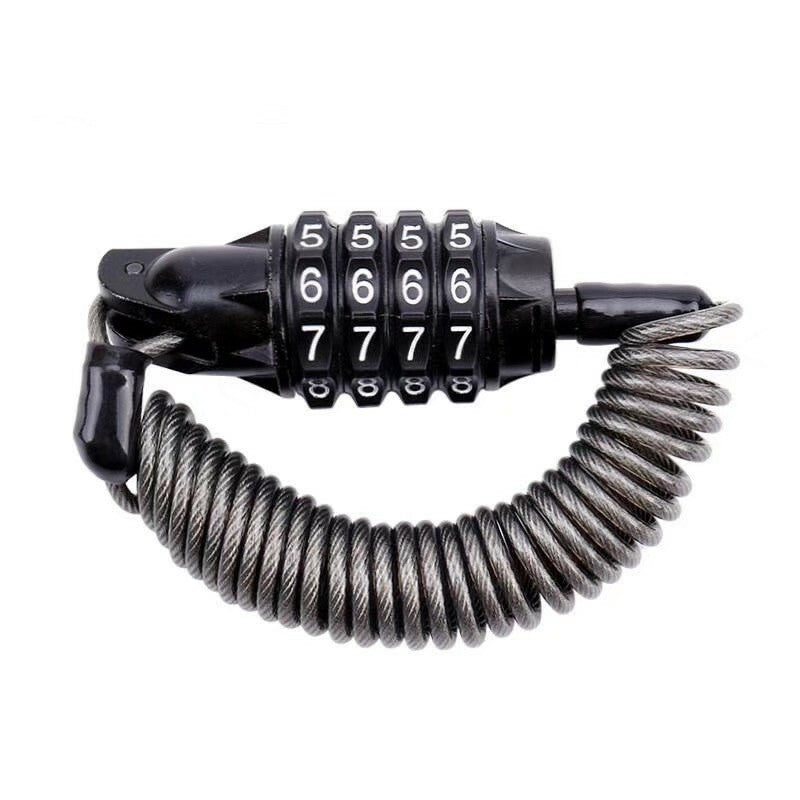 1x Motorcycle Helmet Lock Elastic Wire Cable 4 Password Anti-theft Security Lock