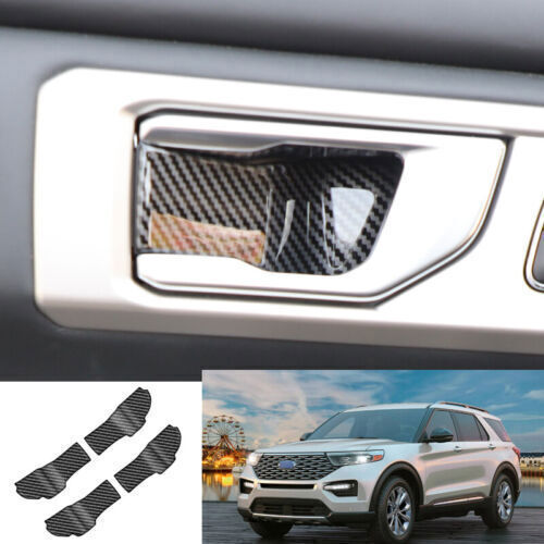 8X Inner Door Handle Bowl Cup Trim for Ford Explorer 20-2024 Carbon Fiber Look