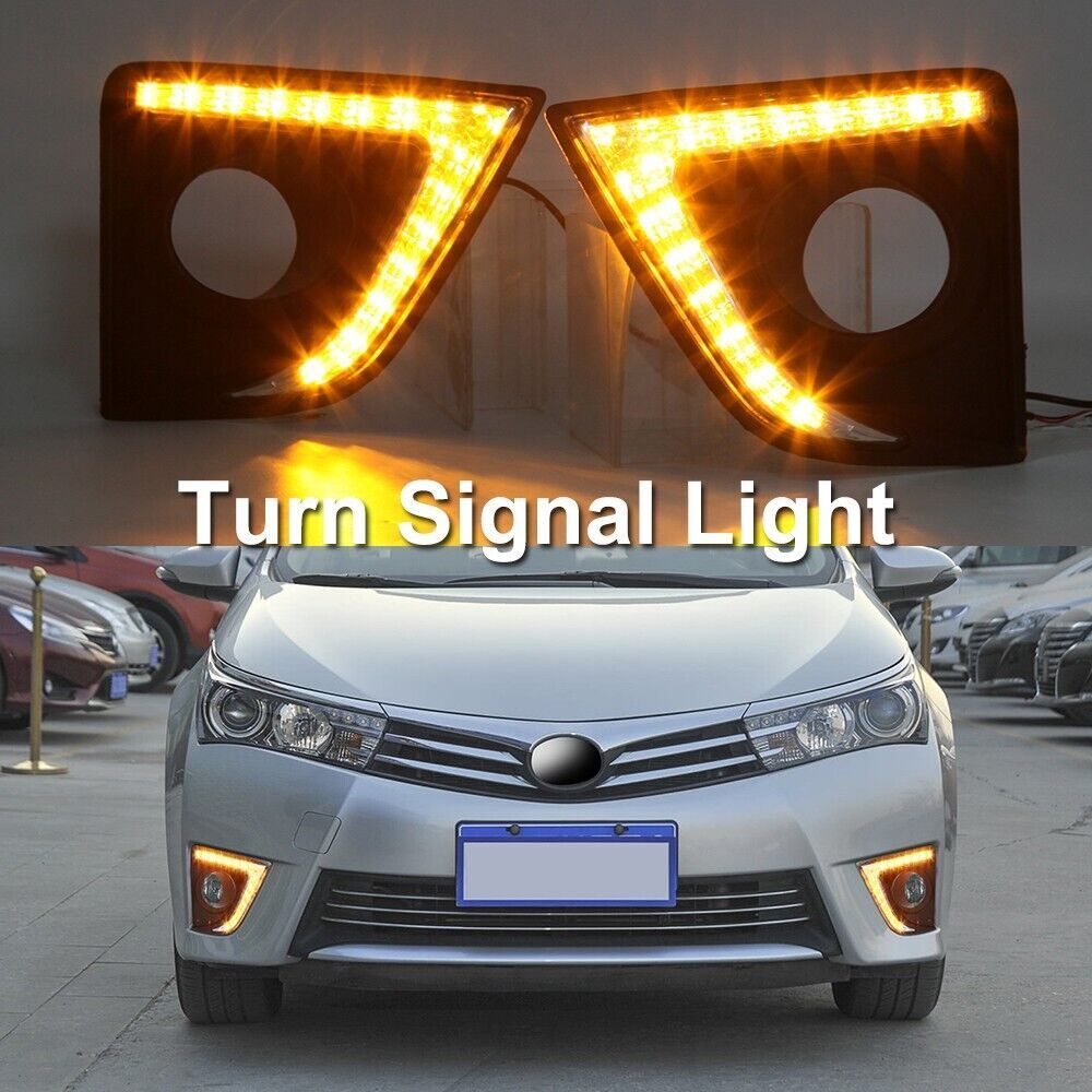 for Toyota for Corolla 2014-2016 DRL LED Daytime Running Fog Lamp Light Turn Signal@ Q