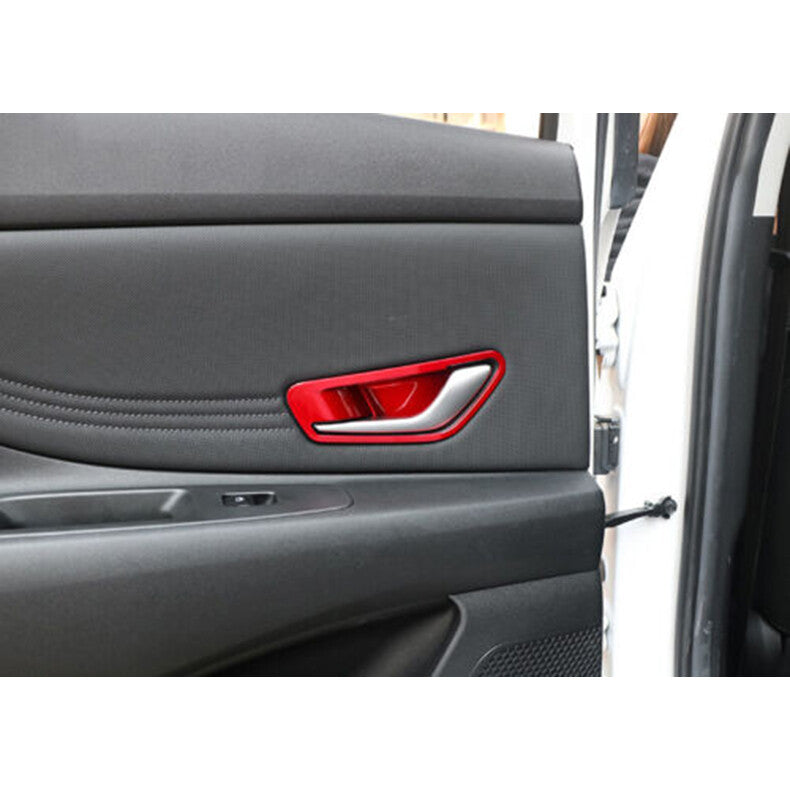 for Hyundai for Elantra 2021-2023 Glossy Red Inner Door Handle Bowl Cover Trim 4PC