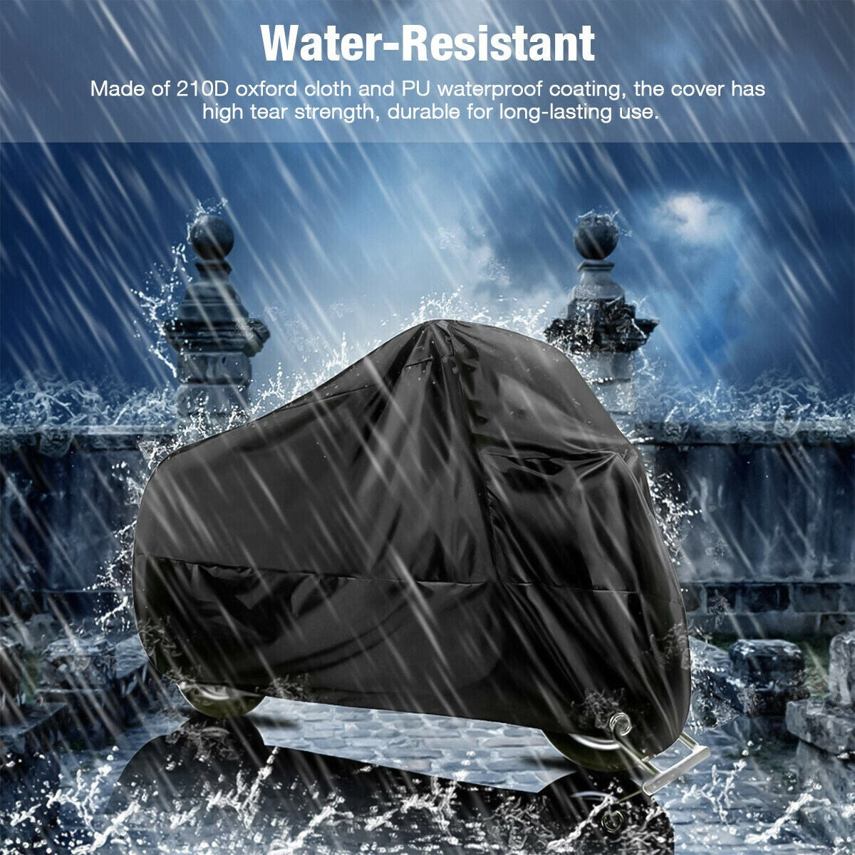 Motorcycle Cover Black XXXXL Waterproof Bike Outdoor Rain Dust UV Protector