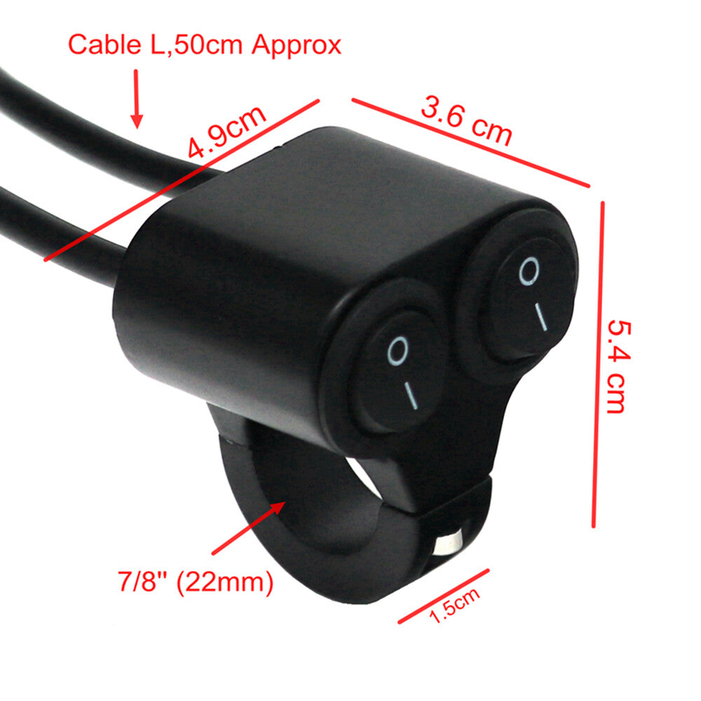 7/8Motorcycle Handlebar Headlight Fog Spot Lamp Dual On-Off Switch Button 12V Q