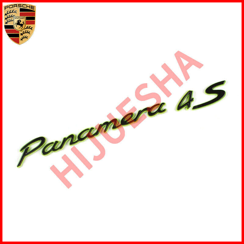 5PCS E-hybrid Glossy Black Letter Badge Emblem Green Base for Panamera 4S