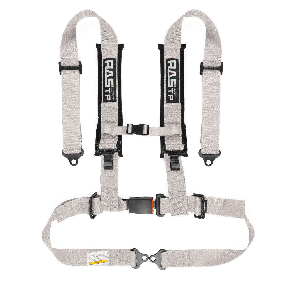 Universal Gray 4 Point Buckle Racing for Seat Belt Harness 2 Straps Pad For ATV UTV Q