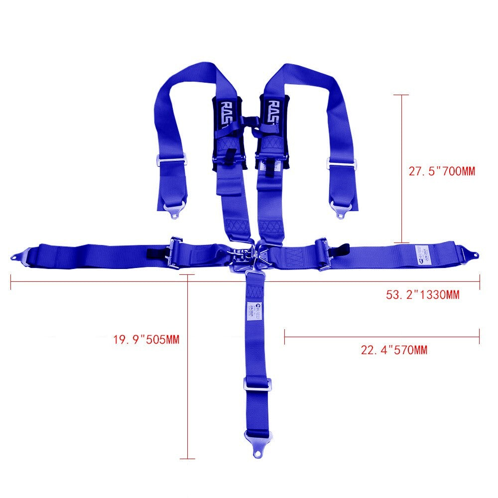 2PCS 3 Universal Blue 5 Point Camlock Quick Release Racing Car Belt Harness Q