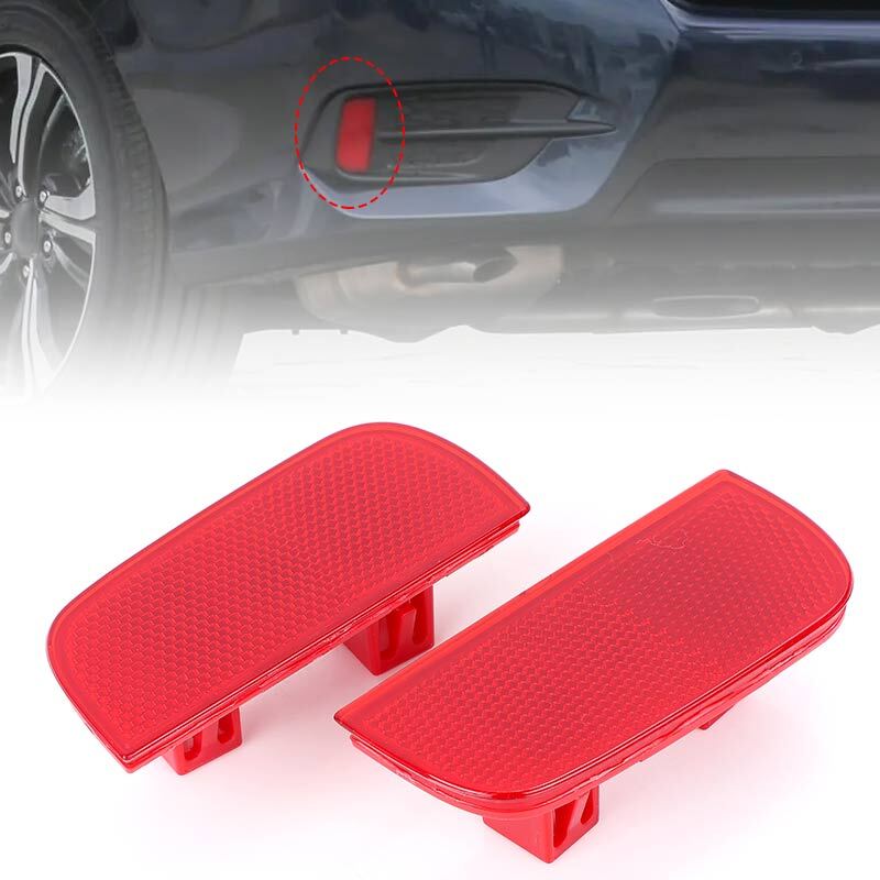 Left+Right Side Rear Bumper Reflector Lens For 2016-2021 for Honda for Civic Sedan/Coupe