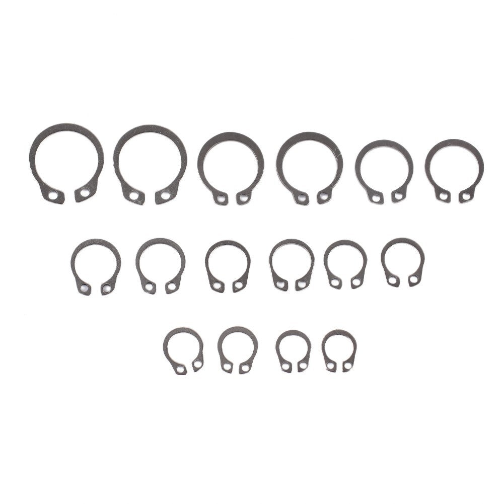 100-piece set of silver 304 stainless steel external ring retaining ring kit, 8mm-18mm