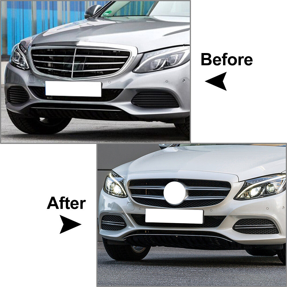 Front Bumper Fog Light Honeycomb Mesh Grilles Cover Fit for Mercedes-Benz C Class
