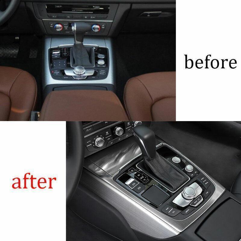 for Audi A6 A7 S6 S7 2012-18 Silver Steel Center Console Gear Shift Cover Trims
