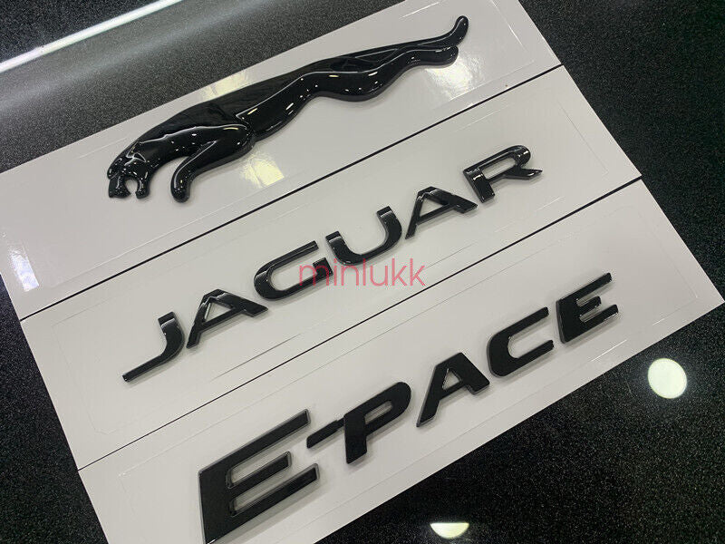3x Gloss Black E-PACE Emblem Rear Badge Decal for Jaguar E-pace V6 R S E-PACE