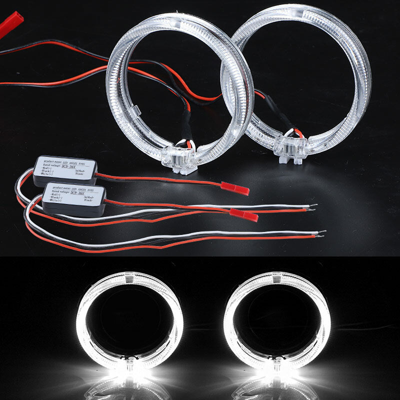 2x White 80mm LED Light Guide Angel Eyes Halo Rings for Car Headlights Retrofit