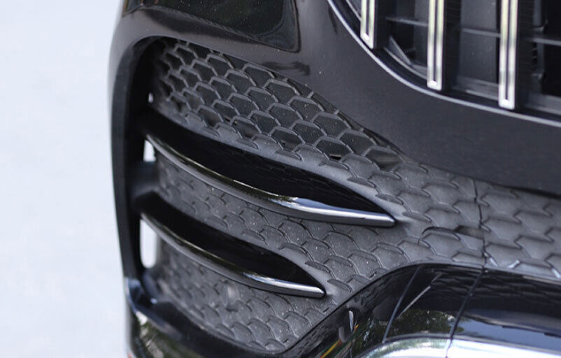 for Benz GLE 2020-2022 Front Bumper Fog Light Lamp Strip Trims Decor Gloss Black