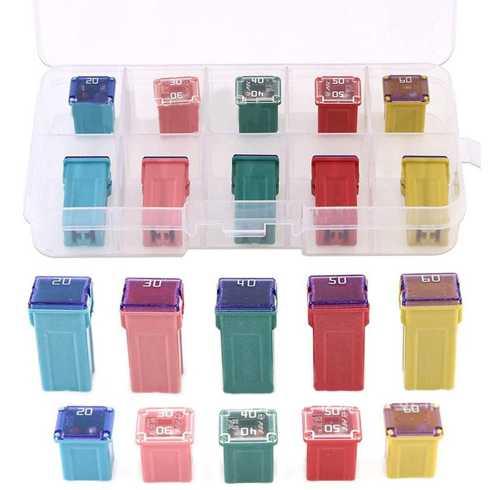 10x Fuses Pack Kit 20A,30A,40A,50A,60A Car Auto Van Square Assortment Fuse