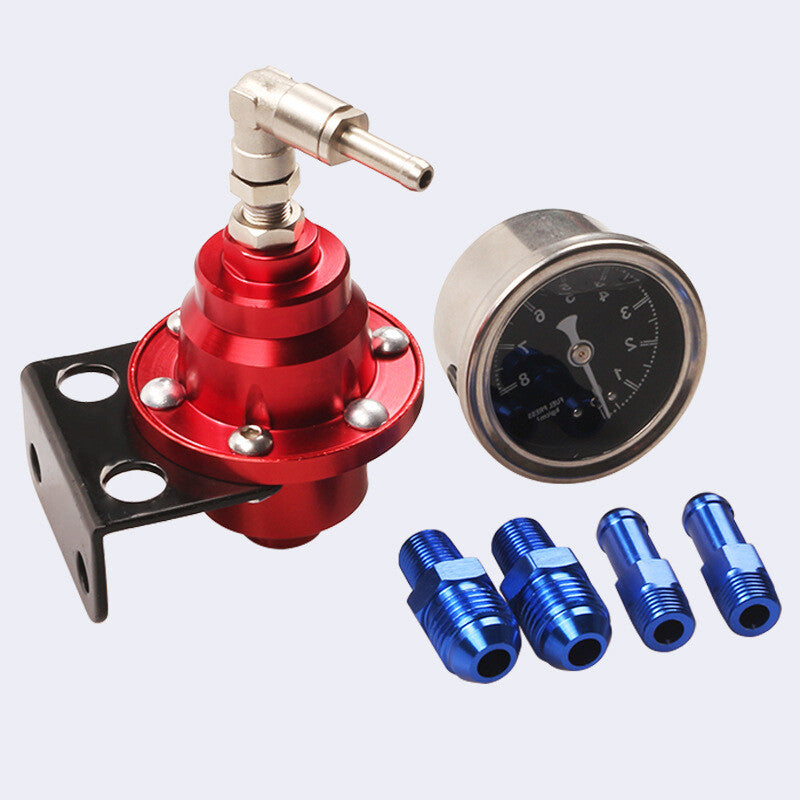 Universal Adjustable Fuel Pressure Regulator with Oil Gauge and End Fitting