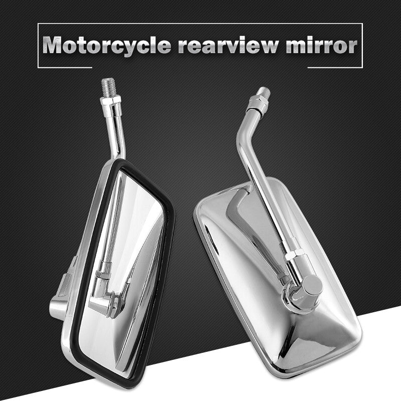 Motorcycle chrome rectangular rearview mirror, suitable for street bikes, helicopters Q