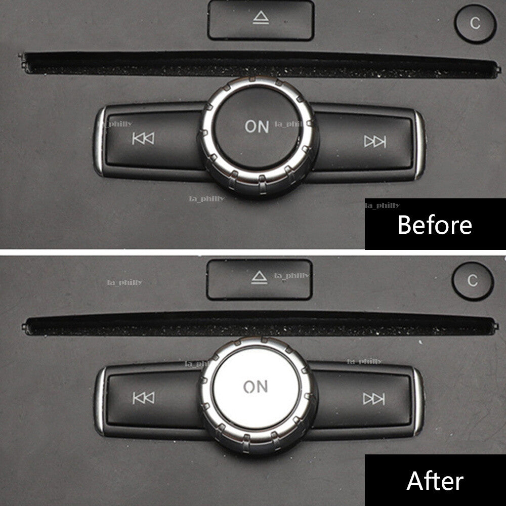 Silver Volume Knob Button Cover Sequins Trim for Mercedes for Benz C E Class W204 Q