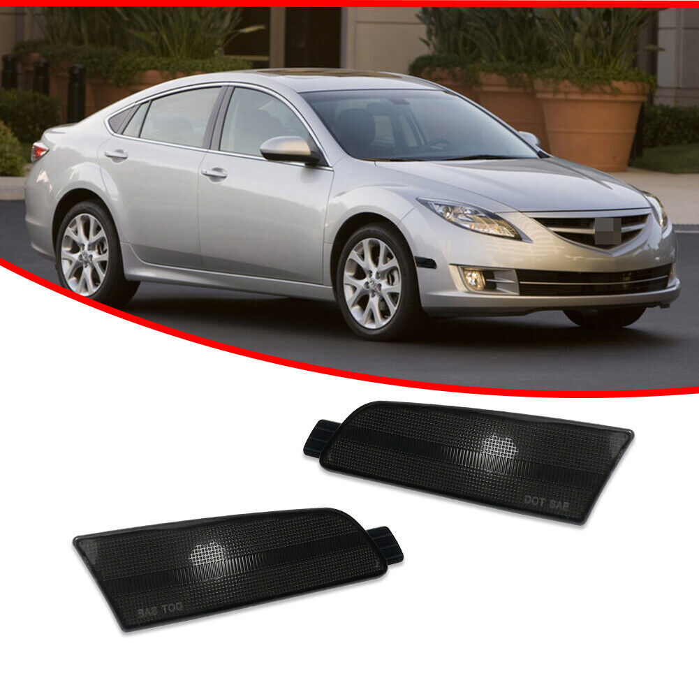 LH and right-hand smoked black lens front marker reflector kit for Mazda 6 from 2009 to 2013- v