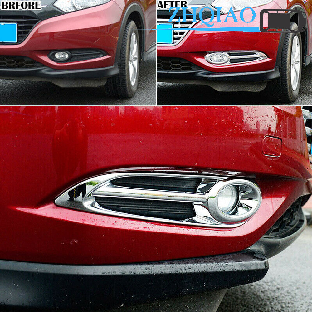Chrome Front Fog Light Lamp Cover Trim Fits for Honda HR-V Vezel 2016-2018