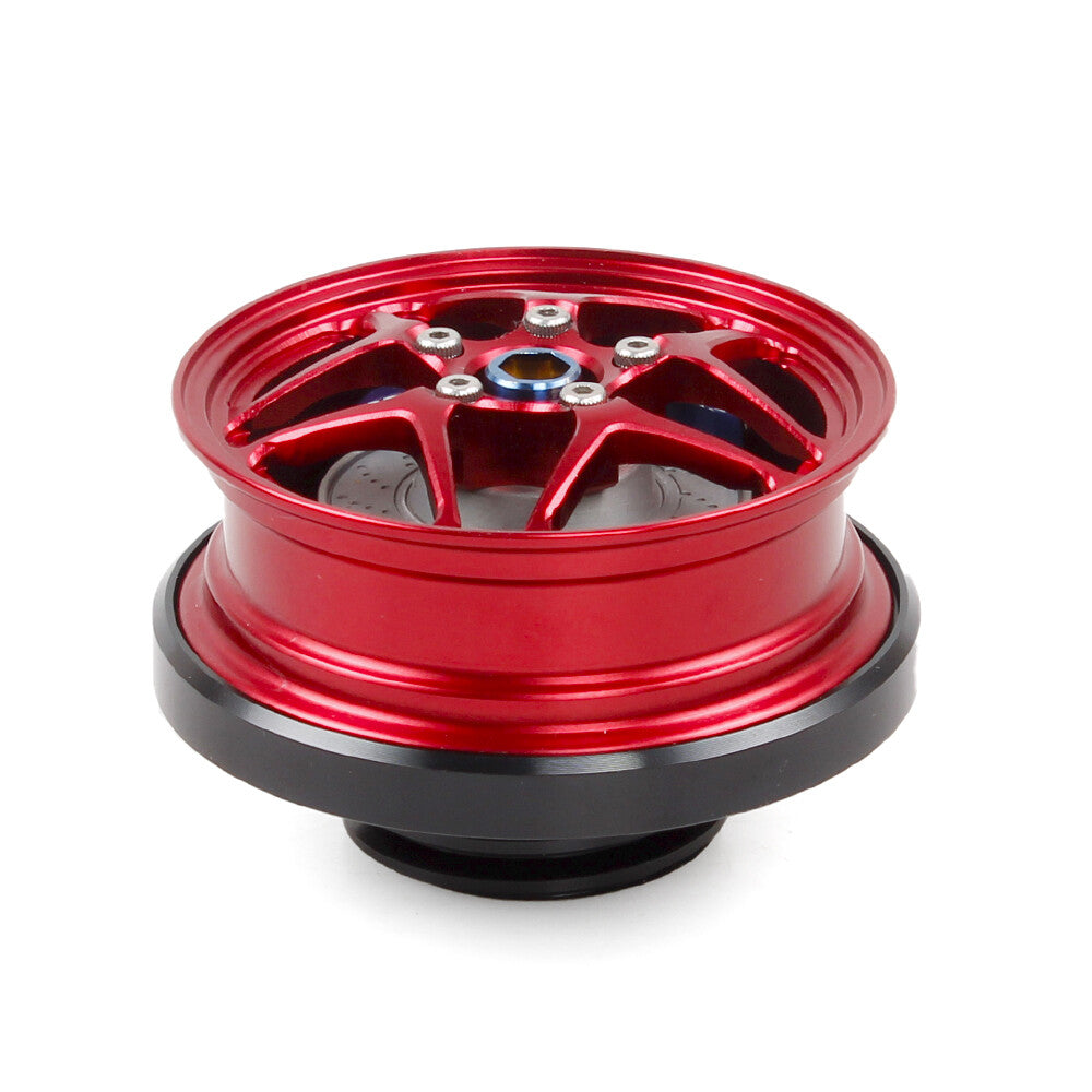 For Wheel Hub Style Aluminum Gunmetal Engine Oil Cap Filler Cover Q