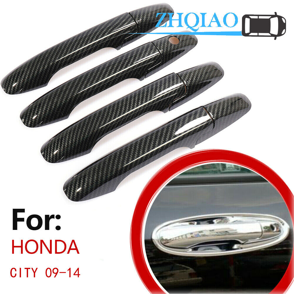 Carbon Fiber Side Door Handle Covers Trim Fit for Honda City 10-14