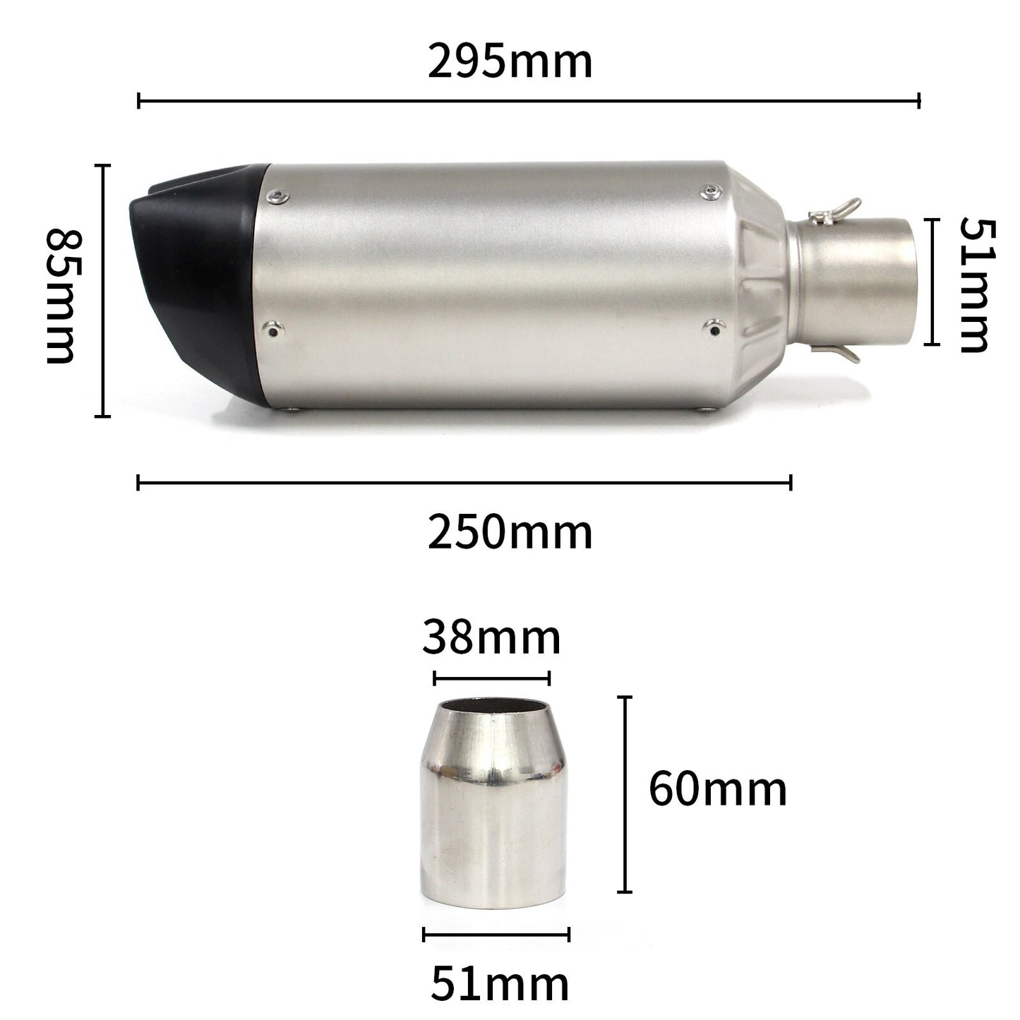 Universal 1.5 caliber 38-51mm Black Exhaust Muffler Pipe Motorcycle Dirt Bike
