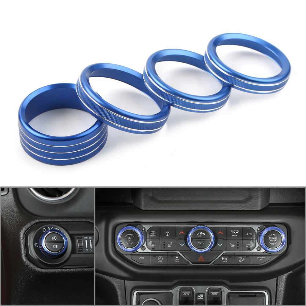4X Air Conditioner Switch Knob Ring Cover Trim Fit 2018 19 for Jeep for Wrangler JL