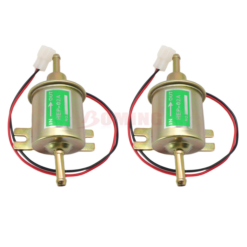 12V HEP-02A 2Pcs Universal Inline Low Pressure Electric Fuel Pump For Gas Diesel