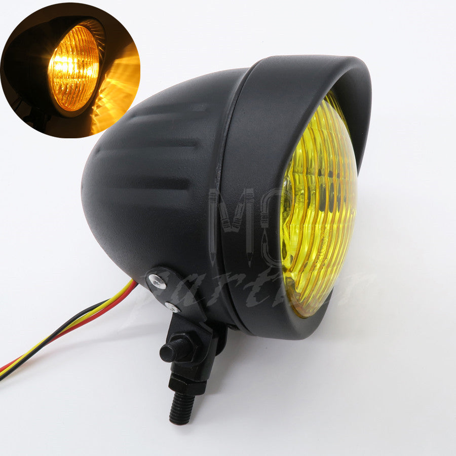 Black Retro Metal Front Headlight for Harley Cruiser Chopper Cafe Racer Bobber Q