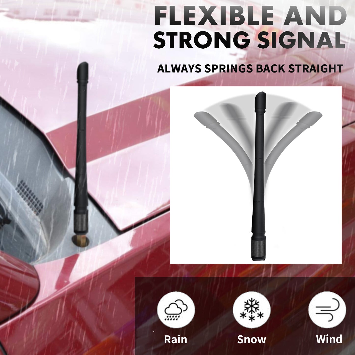 7-inch short flexible rubber antenna mast for 2007-2019 Silverado 1500 - n