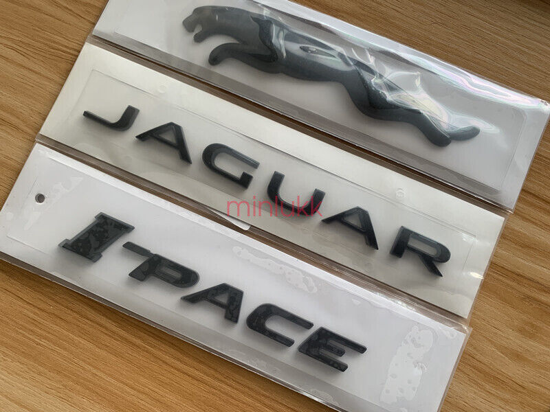 3x Gloss Black Emblem Rear Badge Decal for Jaguar 2017+ I-pace V6 R S I-PACE